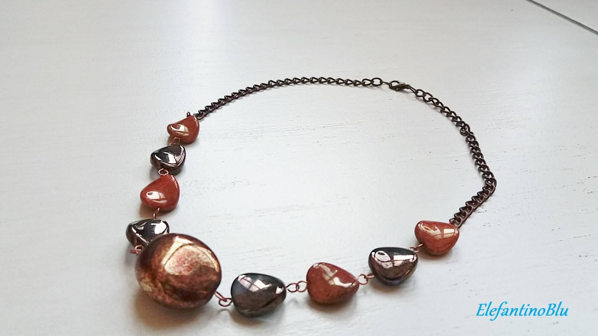Kupferkette Mit Bronzenen Glasperlen Gold, Kupfer Und Gold Rot, Handgefertigt Einzigartig, Nickelfrei, Geschenk Für Sie, Jubiläumsgeschenk, Schmuck Kupferkette Mit Bronzenen Glasperlen Gold, Kupfer Und Gold Rot, Handgefertigt Einzigartig, Nickelfrei, Geschenk Für Sie, Jubiläumsgeschenk, Schmuck von ElefantinoBlu