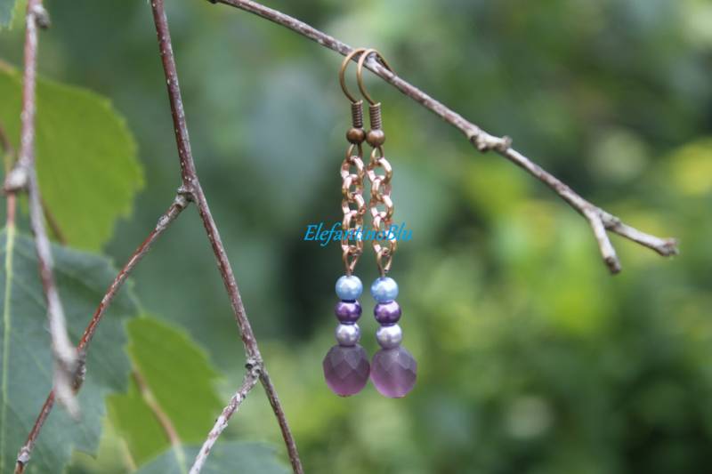 Lila Satin Kristall Ohrringe, Geschenk Für Ihr Sie, Jubiläums-Schmuck, Handgefertigte, Einzigartige, Nickel Frei Lila Satin Kristall Ohrringe, Geschenk Für Ihr Sie, Jubiläums-Schmuck, Handgefertigte, Einzigartige, Nickel Frei von ElefantinoBlu