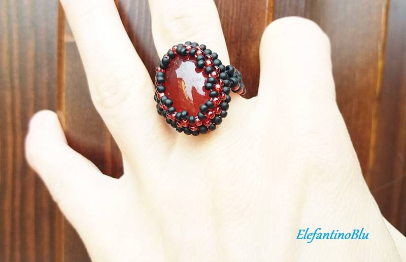 Rote Achat Cabochon Ring Set Rote Achat, Schmuck Für Ihr Jubiläum, Geburtstag, Einzigartige Handgemachte Nickelfrei Rote Achat Cabochon Ring Set Rote Achat, Schmuck Für Ihr Jubiläum, Geburtstag, Einzigartige Handgemachte Nickelfrei von ElefantinoBlu