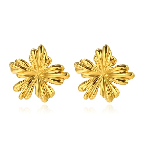 Edelstahl wasserdichte Silber Blume Ohrringe für Frauen Trend zierliche klobige Silber Blumen Statement Urlaub Ohrstecker von Elegance 11 designs