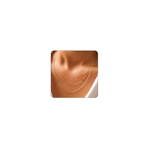 Elegance 11 designs Goldfarbene dünne Halskette für Damen, läuft nicht an, 18 Karat vergoldeter Edelstahl, zierlich, wasserdicht, Gold-Halsketten-Set für Frauen, Geschenke, Schmuck, Edelstahl, Kein von Elegance 11 designs