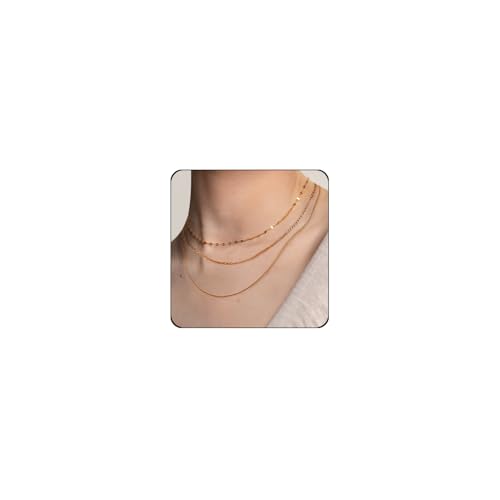 Elegance 11 designs Goldfarbene dünne Halskette für Damen, läuft nicht an, 18 Karat vergoldeter Edelstahl, zierlich, wasserdicht, Gold-Halsketten-Set für Frauen, Geschenke, Schmuck, Edelstahl, Kein von Elegance 11 designs