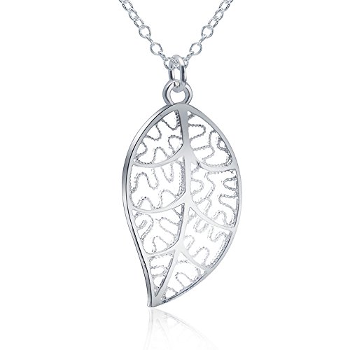 Elegance Parisienne Modische Halskette Blatt Laub Anhänger | Sterling-Silber 925 plattiert | Für Frauen Damen Kinder Mädchen | Glitzer Geschenk von Elegance Parisienne