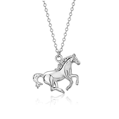 Elegance Parisienne Modische Pferde-Halskette Anhänger | 18k Weißgold plattiert | Für Frauen Damen Kinder Mädchen Horse von Elegance Parisienne