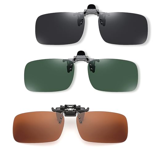 Elegance-go Polarisierte Brille Clip,3 Stück Sonnenbrille Clip Herren Dame Polarisiert Clip Sonnenbrille Aufsatz Clip on Sonnenbrille für Männer Frauen Fahren Reise Outdoor Sport(3 Farben) von Elegance-go
