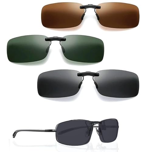 Elegance-go Polarisierte Brille Clip,3 Stück Sonnenbrille Clip Herren Dame Polarisiert Clip Sonnenbrille Aufsatz Clip on Sonnenbrille für Männer Frauen Fahren Reise Outdoor Sport(3 Farben) von Elegance-go