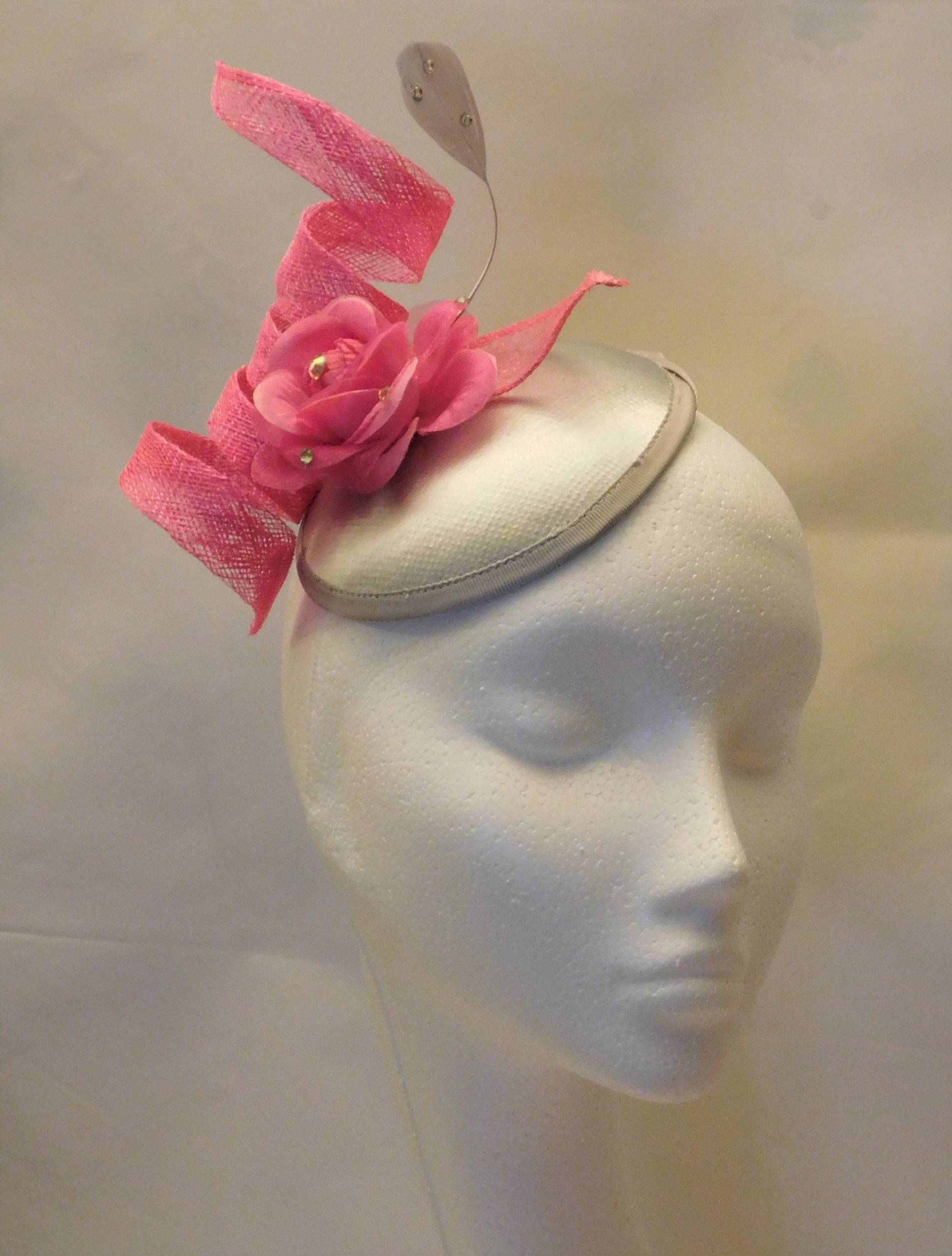 Fascinator, Silber Hut Rosa Rode Blumenhut Fascinator Hochzeit Kirchenhut Cocktail Ascot Abschlussball Fascinator, Silber Hut Rosa Rode Blumenhut Fascinator Hochzeit Kirchenhut Cocktail Ascot Abschlussball von EleganceHatinator