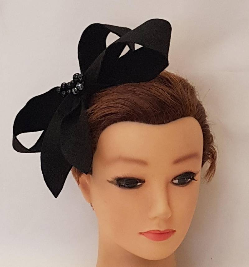 Fascinator Schwarz Filz Stirnband Hochzeit Cocktail Kirche Für Besondere Anlässe Teeparty von EleganceHatinator