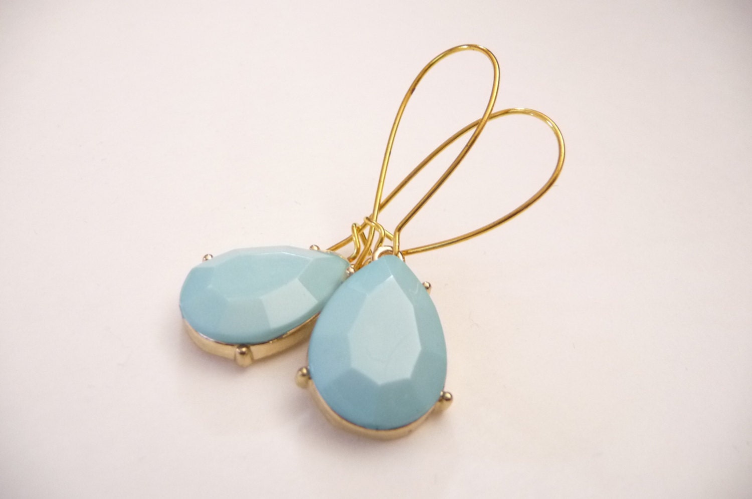 Blau Und Gold Tropfen Ohrringe von Eleganceforyou
