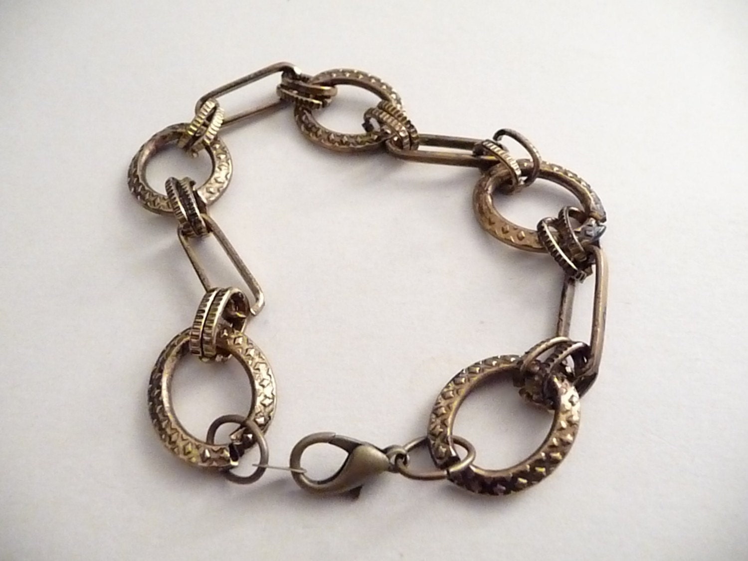 Kupfergliederarmband Runde Und Ovale Kette, Karabinerverschluss von Eleganceforyou