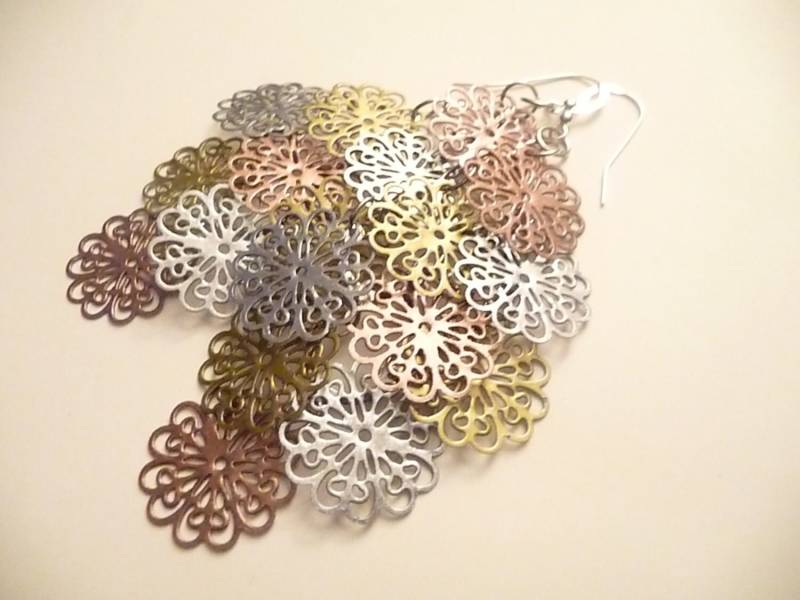 Silber, Kupfer Und Gold Detail Ohrringe - Die Luciana von Eleganceforyou