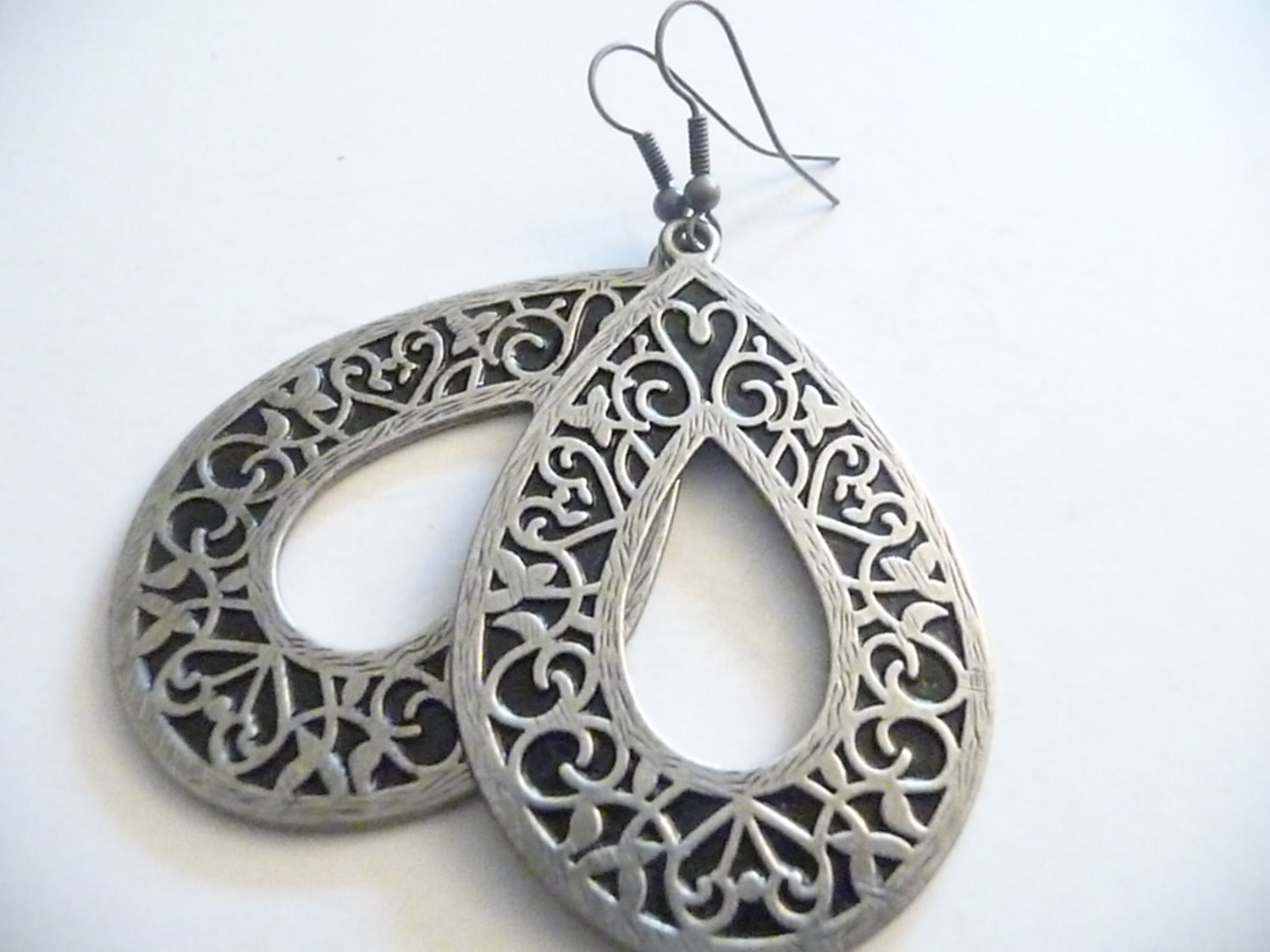 Silber Filligrane Teardrop Ohrringe 3-Inch Ohrringe von Eleganceforyou