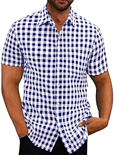 Elegancity Blaues Hemd Herren Kariertes Sommerhemd Kurzarm Freizeithemd Regular Fit für Männer 100% Baumwolle M Elegancity Blaues Hemd Herren Kariertes Sommerhemd Kurzarm Freizeithemd Regular Fit für Männer 100% Baumwolle M von Elegancity