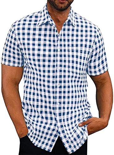 Elegancity Blaues Hemd Herren Kariertes Sommerhemd Kurzarm Freizeithemd Regular Fit für Männer 100% Baumwolle S Elegancity Blaues Hemd Herren Kariertes Sommerhemd Kurzarm Freizeithemd Regular Fit für Männer 100% Baumwolle S von Elegancity