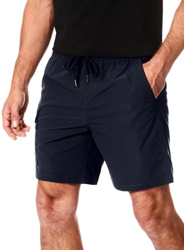 Elegancity Kurze Hosen Herren Bermuda Cargo Shorts Klassischer Schnitt Cargoshorts Sommer Jogginghose Casual Chino Hawaii Freizeithose mit 4 Taschen Marine Blau, XXL von Elegancity