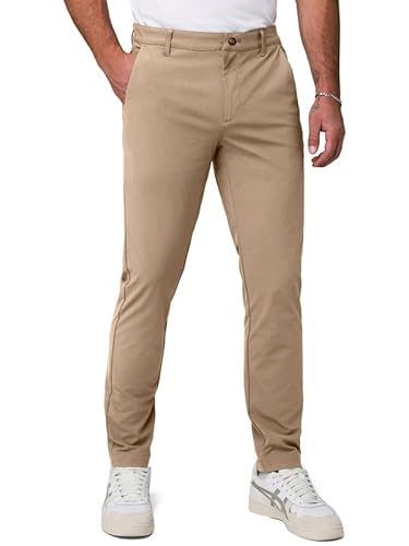 Elegancity Chino Hosen Herren Khaki Freizeithose Regular Fit Funktionshose Wasserdicht Business Anzughose M von Elegancity