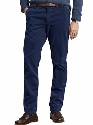 Elegancity Cord Hose Herren Blau Chinohose Regular Fit Business Anzughose Einfarbig Mit Bundgummi S von Elegancity