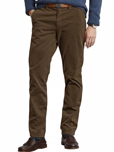 Elegancity Cord Hose Herren Braun Chinohose Regular Fit Business Anzughose Einfarbig Mit Bundgummi L von Elegancity