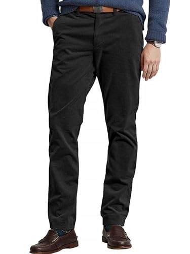 Elegancity Cord Hose Herren Schwarz Chinohose Regular Fit Business Anzughose Einfarbig Mit Bundgummi XXL von Elegancity