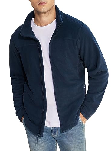 Elegancity Fleecejacke Blau Herren Leichte Full-Zip Jacket Warme Outdoorjacke Wintermantel Mit Reißverschluss XL von Elegancity