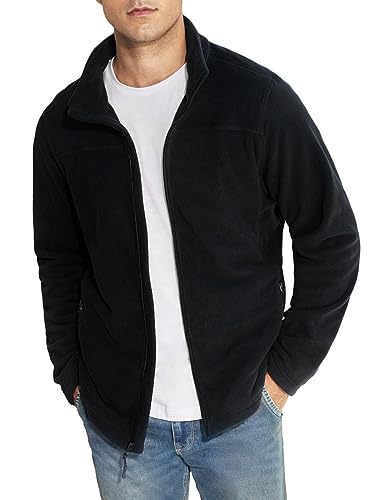 Elegancity Fleecejacke Schwarz Herren Leichte Full-Zip Jacket Warme Outdoorjacke Wintermantel Mit Reißverschluss L von Elegancity