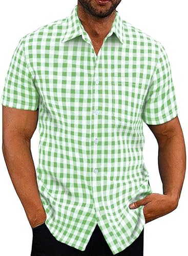 Elegancity Hemd Herren Kariertes Sommerhemd Kurzarm Freizeithemd Regular Fit für Männer 100% Baumwolle Hellgrün, L Elegancity Hemd Herren Kariertes Sommerhemd Kurzarm Freizeithemd Regular Fit für Männer 100% Baumwolle Hellgrün, L von Elegancity