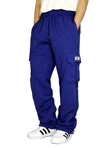 Elegancity Herren Cargohose Lang Baumwolle Jogginghose Casual Loose Fit Sweatpants Mit Tasche Männer Sweathosen Blau, L von Elegancity