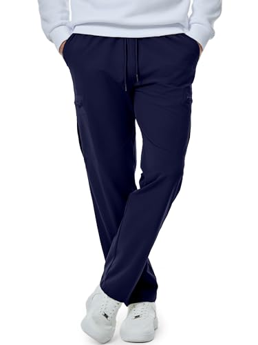 Elegancity Herren Cargohosen Blau Einfarbig Arbeitshose Loose Fit Lang Jogginghose Elastischer Taille Freizeithose Mit Reißverschlusstasche XL von Elegancity