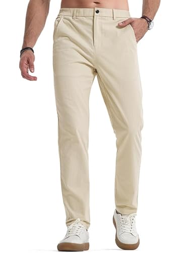 Elegancity Herren Chinohose Beige Stretch Freizeithose Regular Fit Stoffhose Anzughose Einfarbig 60% Baumwolle Passform Mit Bundgummi XL von Elegancity