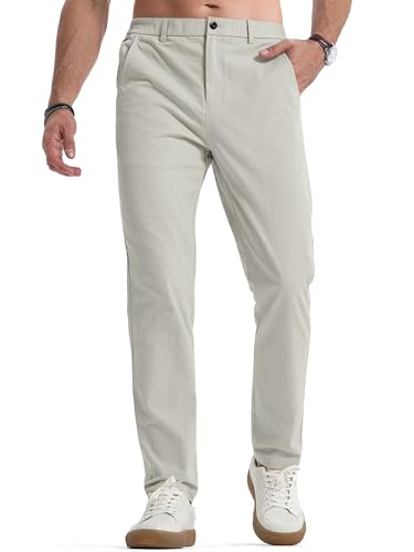 Elegancity Herren Chinohose Grau Stretch Freizeithose Regular Fit Stoffhose Anzughose Einfarbig 60% Baumwolle Passform Mit Bundgummi M von Elegancity