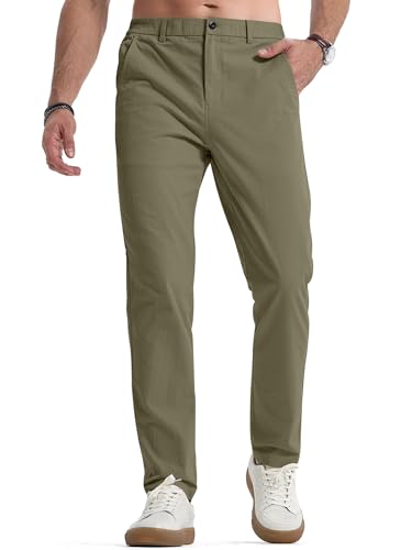 Elegancity Herren Chinohose Grün Stretch Freizeithose Regular Fit Stoffhose Anzughose Einfarbig 60% Baumwolle Passform Mit Bundgummi 3XL von Elegancity