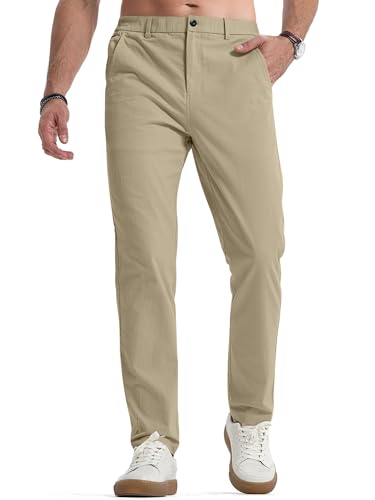 Elegancity Herren Chinohose Khaki Stretch Freizeithose Regular Fit Stoffhose Anzughose Einfarbig 60% Baumwolle Passform Mit Bundgummi XXL von Elegancity