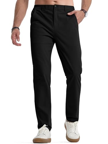 Elegancity Herren Chinohose Schwarz Stretch Freizeithose Regular Fit Stoffhose Anzughose Einfarbig 60% Baumwolle Passform Mit Bundgummi 3XL von Elegancity