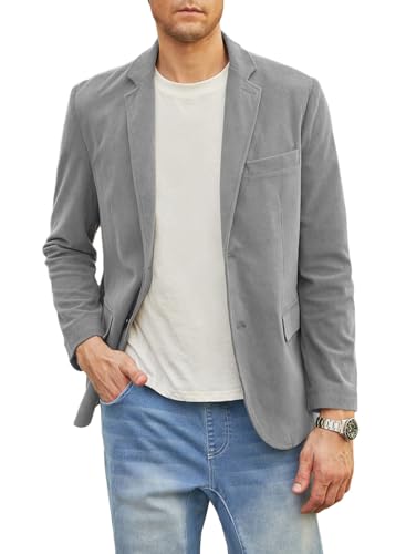 Elegancity Herren Cord Anzugjacke Grau Retro Sakko Freizeit Blazer Regular Fit Winterjacken Mit 3 Taschen XXXL von Elegancity