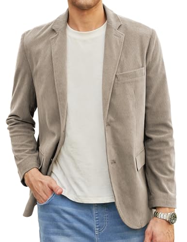 Elegancity Herren Cord Anzugjacke Pergament Retro Sakko Freizeit Blazer Regular Fit Winterjacken Mit 3 Taschen XXL von Elegancity