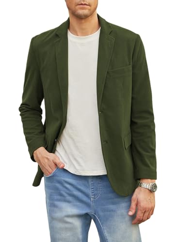Elegancity Herren Cord Anzugjacke Retro Sakko Freizeit Blazer Regular Fit Winterjacken Mit 3 Taschen Grün, XL von Elegancity