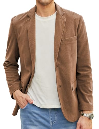 Elegancity Herren Cord Anzugjacke Strohgelb Retro Sakko Freizeit Blazer Regular Fit Winterjacken Mit 3 Taschen S von Elegancity