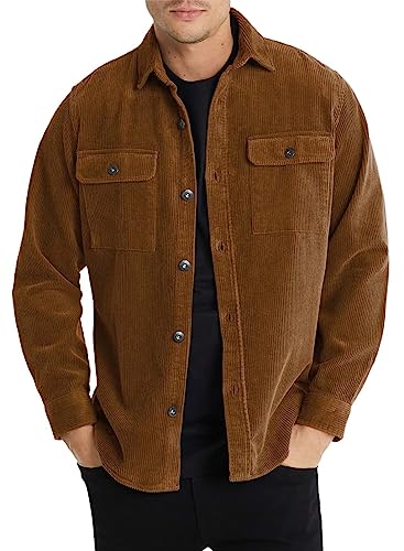 Elegancity Herren Hemd Cord Langarm Freizeithemd Männer Jacke Regular Fit Button Up Hemdjacke Mit Klappentasche Braun, XL Elegancity Herren Hemd Cord Langarm Freizeithemd Männer Jacke Regular Fit Button Up Hemdjacke Mit Klappentasche Braun, XL von Elegancity