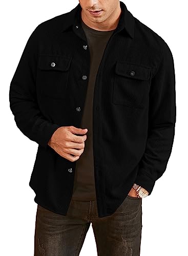 Elegancity Herren Hemd Cord Langarm Freizeithemd Männer Jacke Regular Fit Button Up Hemdjacke Mit Klappentasche Schwarz, XXL Elegancity Herren Hemd Cord Langarm Freizeithemd Männer Jacke Regular Fit Button Up Hemdjacke Mit Klappentasche Schwarz, XXL von Elegancity