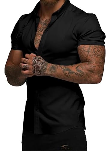 Elegancity Herren Kurzarmhemd Schwarz Atmungsaktiv Freizeithemd Elastische Businesshemd Bügelfrei Hawaiihemd Faltenfreie Strandhemd Sommer XXL Elegancity Herren Kurzarmhemd Schwarz Atmungsaktiv Freizeithemd Elastische Businesshemd Bügelfrei Hawaiihemd Faltenfreie Strandhemd Sommer XXL von Elegancity