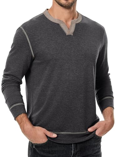 Elegancity Herren Langarmshirts Einfarbig Sweatshirts V-Ausschnitt Oberteile Basic Longsleeve Shirts Casual Winter Frühling Herbst Sweater Strickpullover Schwarz L von Elegancity