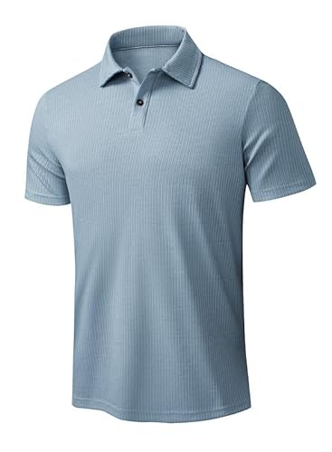 Elegancity Herren Poloshirt Blau T-Shirts Kurzarm Elastisches Polohemd Sommer Golf Shirts Regular Fit 3XL von Elegancity