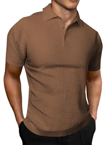 Elegancity Herren Poloshirt Braun Elastisch Tshirt Kurzarm Strick Golfshirts Atmungsaktiv Polohemd Regular Fit XXL Elegancity Herren Poloshirt Braun Elastisch Tshirt Kurzarm Strick Golfshirts Atmungsaktiv Polohemd Regular Fit XXL von Elegancity