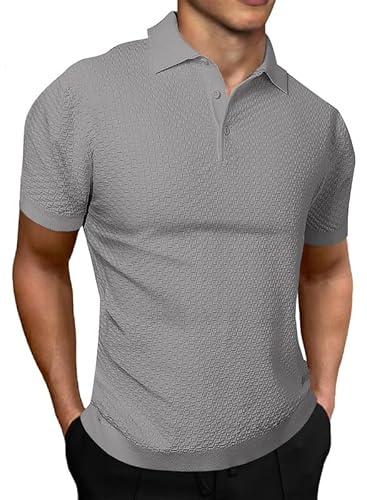Elegancity Herren Poloshirt Elastisch Tshirt Kurzarm Strick Golfshirts Atmungsaktiv Polohemd Regular Fit Grau, XXL Elegancity Herren Poloshirt Elastisch Tshirt Kurzarm Strick Golfshirts Atmungsaktiv Polohemd Regular Fit Grau, XXL von Elegancity