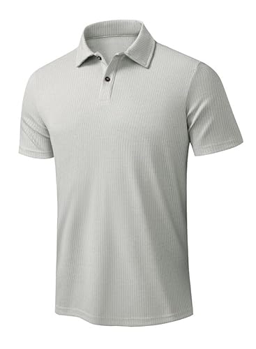 Elegancity Herren Poloshirt Grau T-Shirts Kurzarm Elastisches Polohemd Sommer Golf Shirts Regular Fit XL von Elegancity