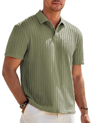 Elegancity Herren Poloshirts Grün Kurzarm Einfarbig Strick Sommer Golf Shirt Freizeit T Shirts Regular Fit Urlaub Polohemd S von Elegancity