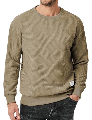 Elegancity Herren Pullover Sweatshirt Langarm Casual Rundhals Textur Sweatshirts für Herren Regular Fit Frühling Herbst Basic Hoodie ohne Kaputze,Braun M von Elegancity