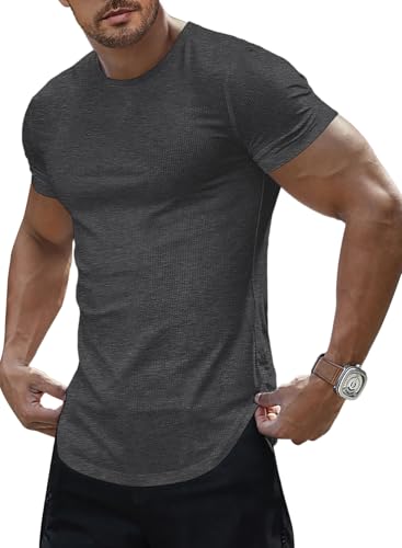 Elegancity Herren T-Shirt Sommer Kurzarm Basic Sportlich T-Shirts für Herren Slim Fit Unterhemd Muscle Shirts Top,Carbon Grey XL Elegancity Herren T-Shirt Sommer Kurzarm Basic Sportlich T-Shirts für Herren Slim Fit Unterhemd Muscle Shirts Top,Carbon Grey XL von Elegancity