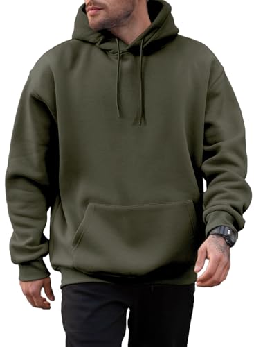 Elegancity Hoodie Herren Kapuzenpullover Langarm Pullover Einfarbig Sweatshirts Basic Sweat Hoodie Baumwolle Winter Casual Grün L von Elegancity
