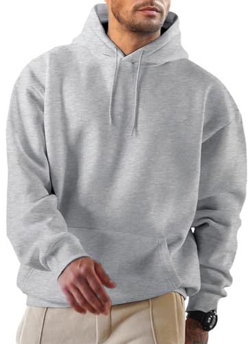 Elegancity Hoodie Herren Kapuzenpullover Langarm Pullover Einfarbig Sweatshirts Basic Sweat Hoodie Baumwolle Winter Casual Hellgrau L von Elegancity
